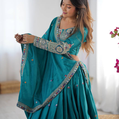 Sky Blue Color Heavy Thread with Sequins Work  Designer Lehenga Choli