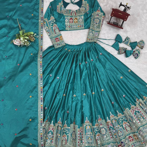 Sky Blue Color Heavy Thread with Sequins Work  Designer Lehenga Choli