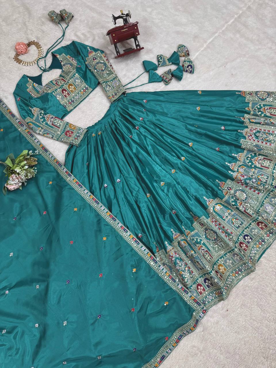 Sky Blue Color Heavy Thread with Sequins Work  Designer Lehenga Choli