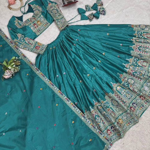 Sky Blue Color Heavy Thread with Sequins Work  Designer Lehenga Choli