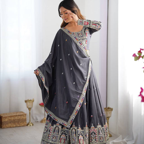 Black Color Heavy Thread with Sequins Work  Designer Lehenga Choli