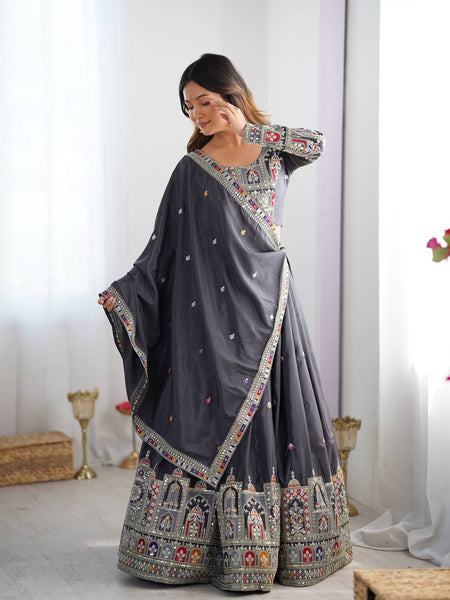 Black Color Heavy Thread with Sequins Work  Designer Lehenga Choli