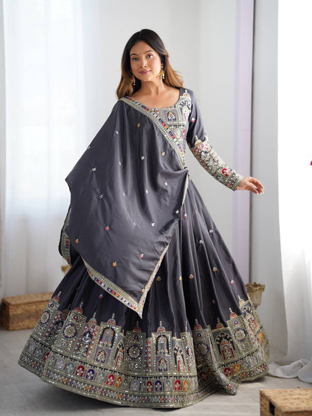 Black Color Heavy Thread with Sequins Work  Designer Lehenga Choli