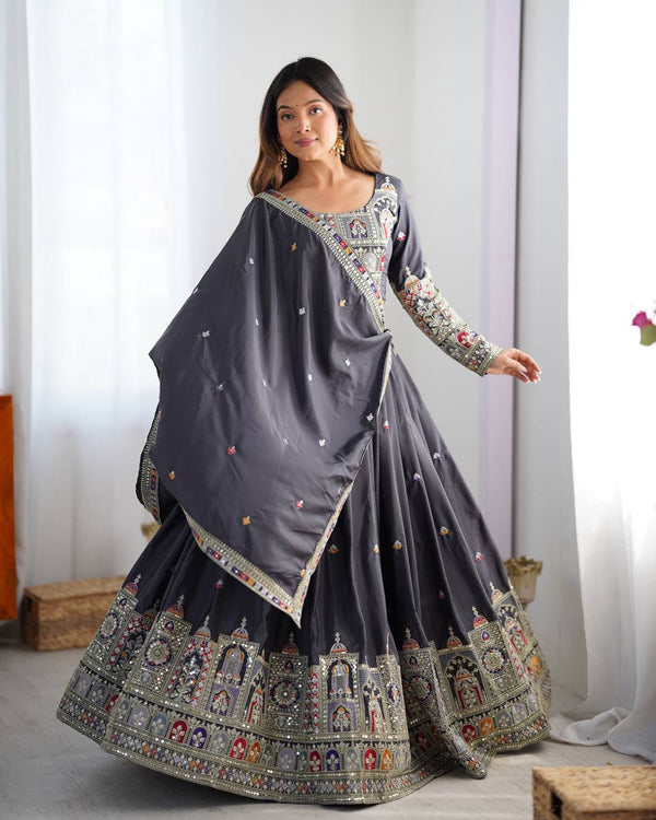 Black Color Heavy Thread with Sequins Work  Designer Lehenga Choli