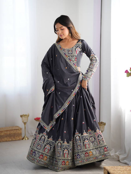 Black Color Heavy Thread with Sequins Work  Designer Lehenga Choli
