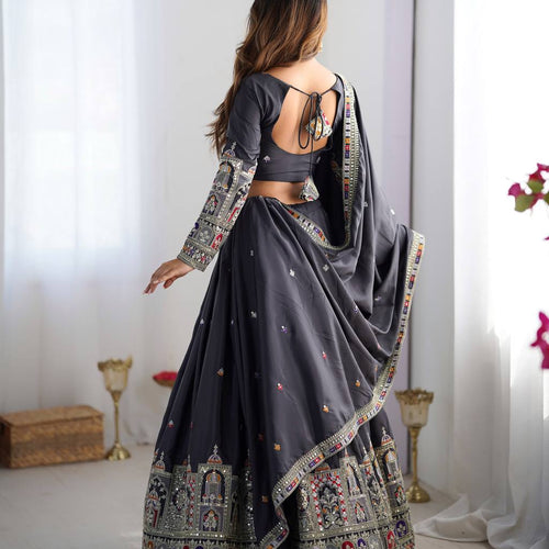 Black Color Heavy Thread with Sequins Work  Designer Lehenga Choli