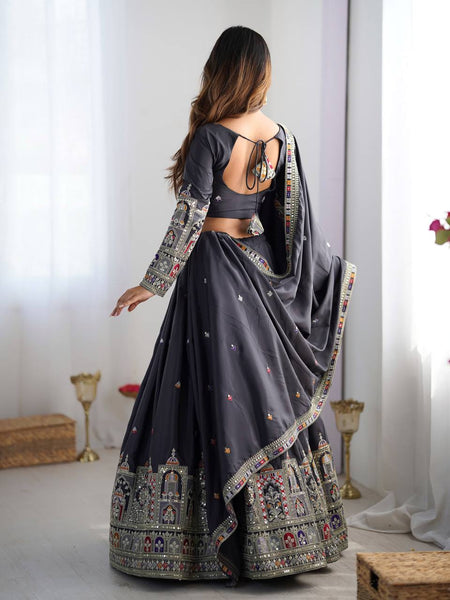 Black Color Heavy Thread with Sequins Work  Designer Lehenga Choli