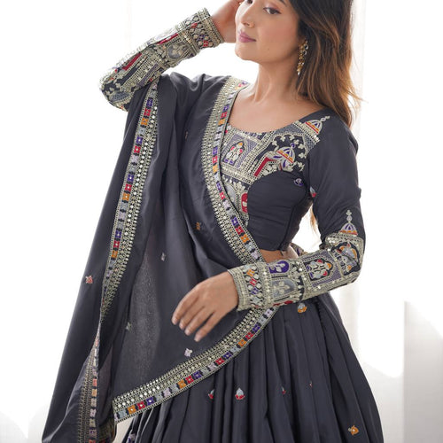 Black Color Heavy Thread with Sequins Work  Designer Lehenga Choli