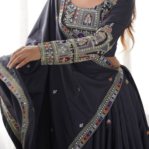 Black Color Heavy Thread with Sequins Work  Designer Lehenga Choli
