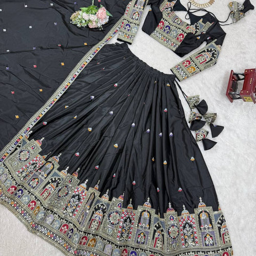 Black Color Heavy Thread with Sequins Work  Designer Lehenga Choli