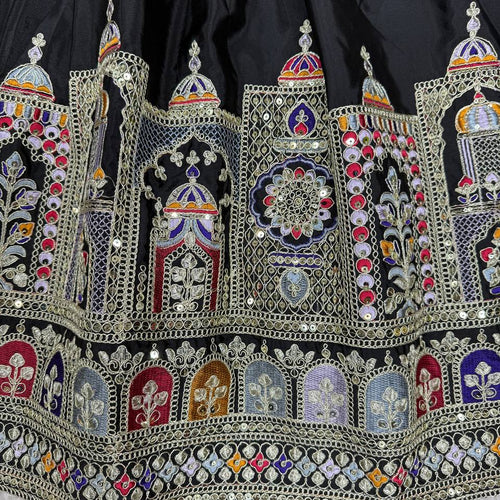 Black Color Heavy Thread with Sequins Work  Designer Lehenga Choli