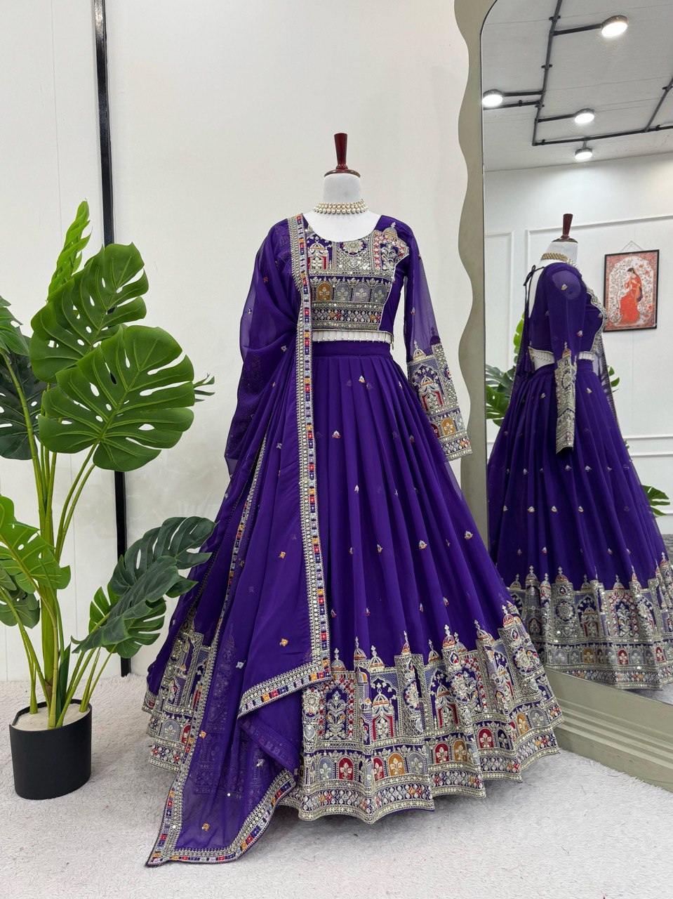 Purple Color Heavy Thread with Sequins Work  Designer Lehenga Choli