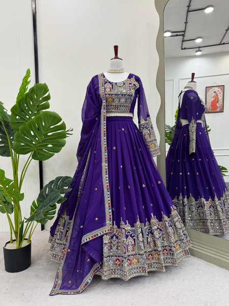 Purple Color Heavy Thread with Sequins Work  Designer Lehenga Choli