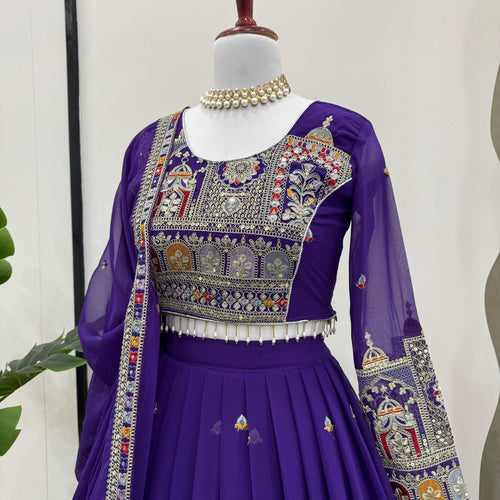 Purple Color Heavy Thread with Sequins Work  Designer Lehenga Choli