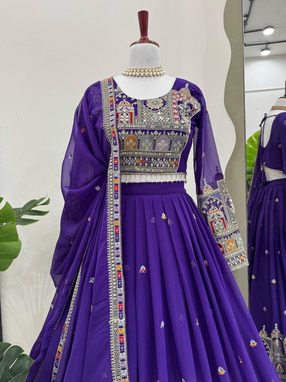 Purple Color Heavy Thread with Sequins Work  Designer Lehenga Choli