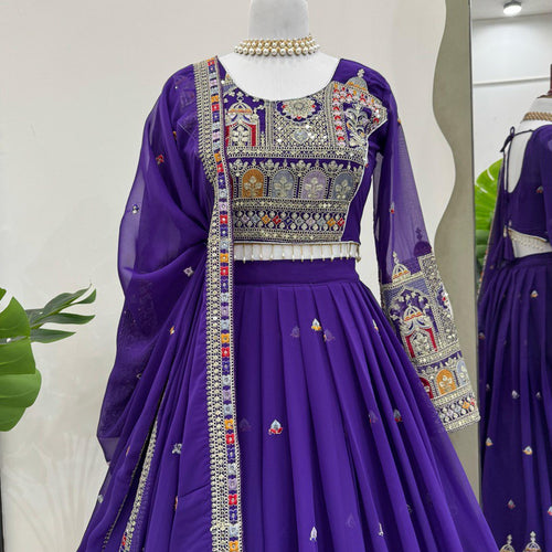 Purple Color Heavy Thread with Sequins Work  Designer Lehenga Choli