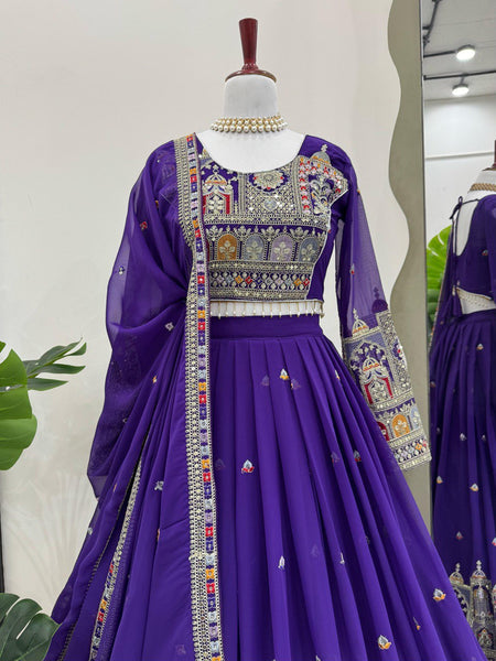 Purple Color Heavy Thread with Sequins Work  Designer Lehenga Choli