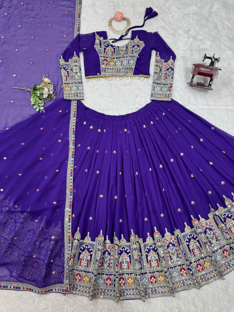Purple Color Heavy Thread with Sequins Work  Designer Lehenga Choli