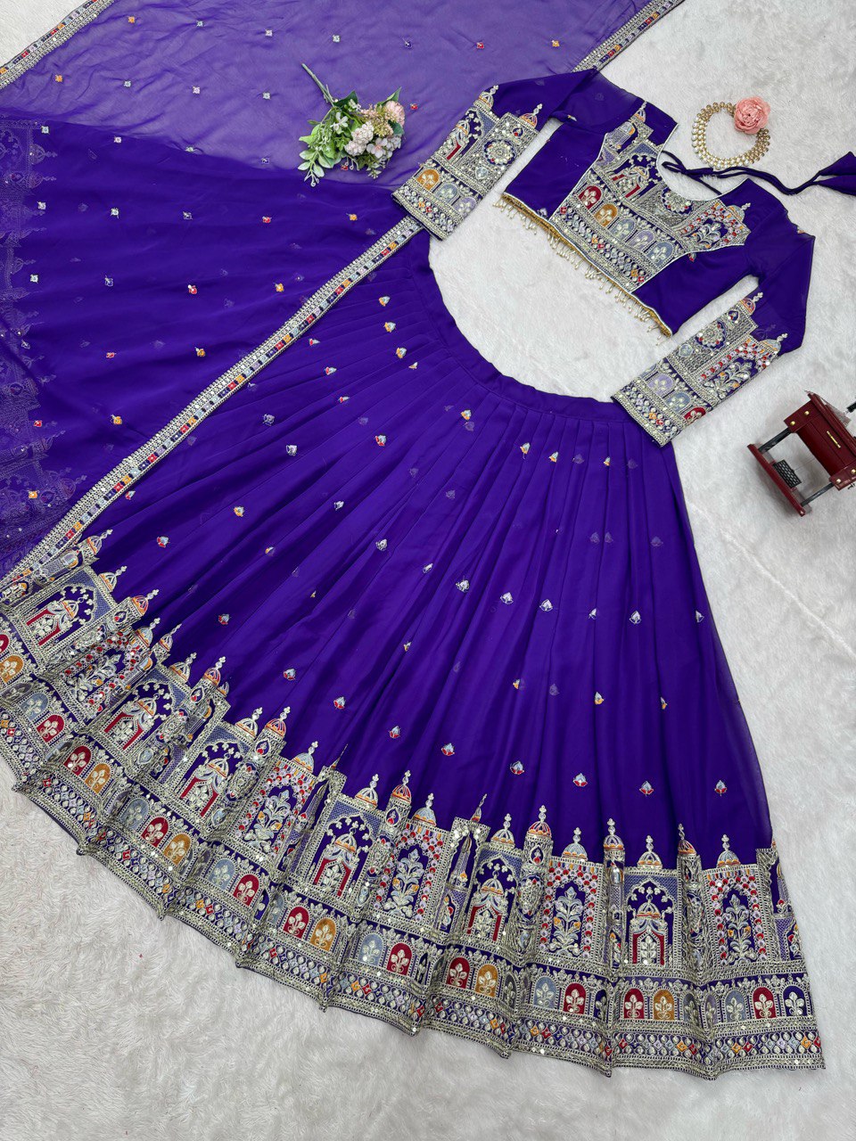 Purple Color Heavy Thread with Sequins Work  Designer Lehenga Choli