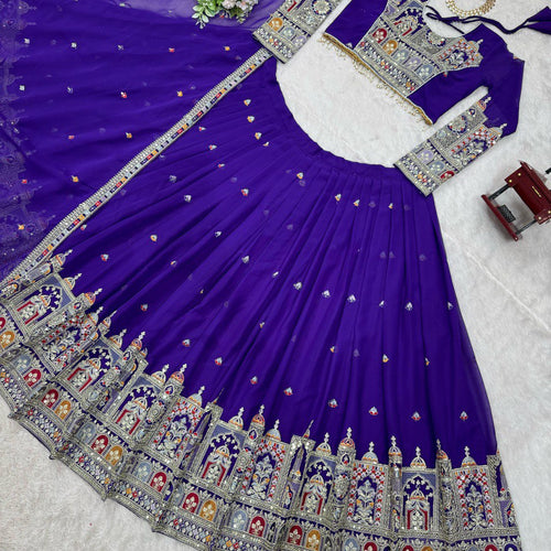 Purple Color Heavy Thread with Sequins Work  Designer Lehenga Choli