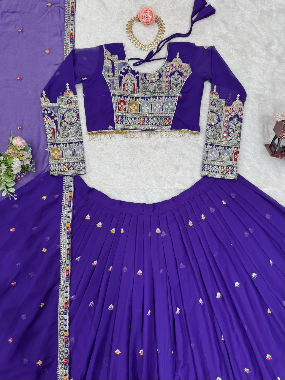 Purple Color Heavy Thread with Sequins Work  Designer Lehenga Choli