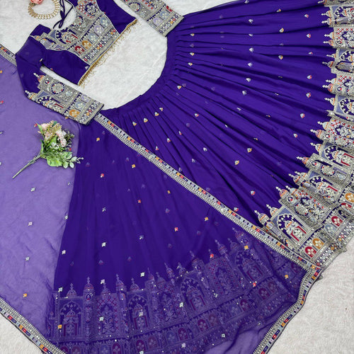 Purple Color Heavy Thread with Sequins Work  Designer Lehenga Choli