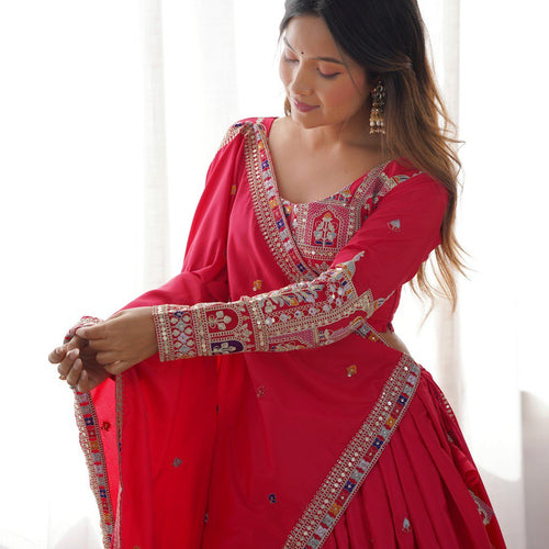 Pink Color Heavy Thread with Sequins Work  Designer Lehenga Choli
