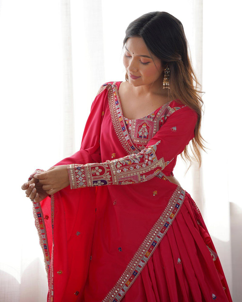 Pink Color Heavy Thread with Sequins Work  Designer Lehenga Choli