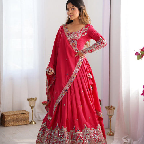 Pink Color Heavy Thread with Sequins Work  Designer Lehenga Choli