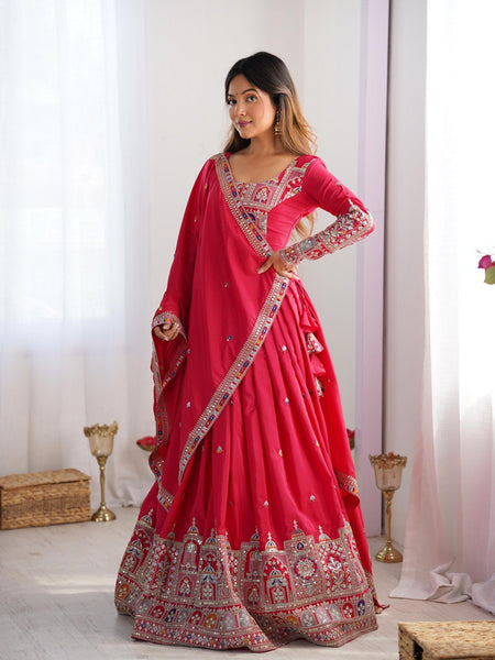 Pink Color Heavy Thread with Sequins Work  Designer Lehenga Choli