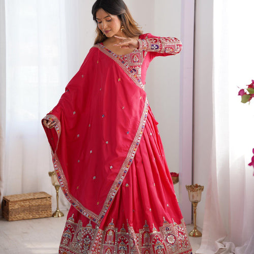 Pink Color Heavy Thread with Sequins Work  Designer Lehenga Choli