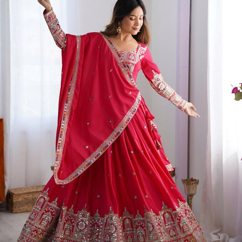Pink Color Heavy Thread with Sequins Work  Designer Lehenga Choli