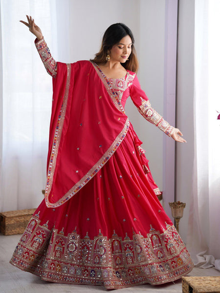 Pink Color Heavy Thread with Sequins Work  Designer Lehenga Choli