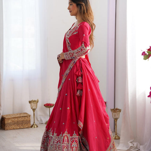 Pink Color Heavy Thread with Sequins Work  Designer Lehenga Choli