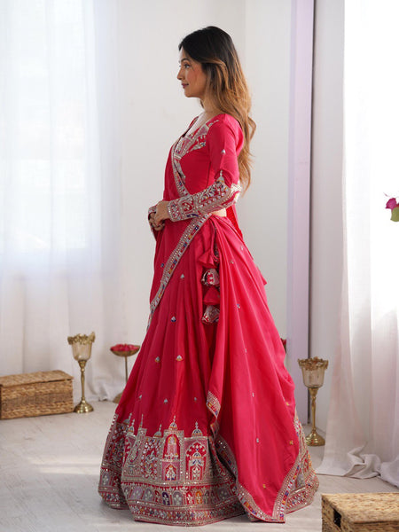 Pink Color Heavy Thread with Sequins Work  Designer Lehenga Choli