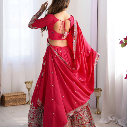 Pink Color Heavy Thread with Sequins Work  Designer Lehenga Choli