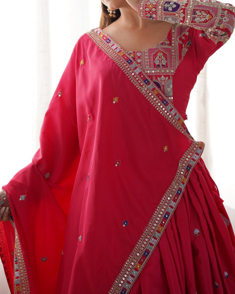 Pink Color Heavy Thread with Sequins Work  Designer Lehenga Choli