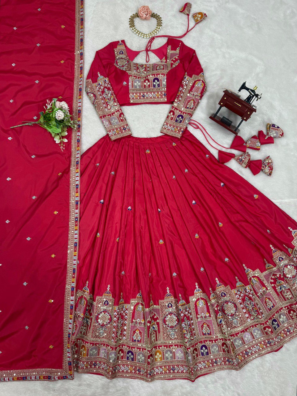 Pink Color Heavy Thread with Sequins Work  Designer Lehenga Choli