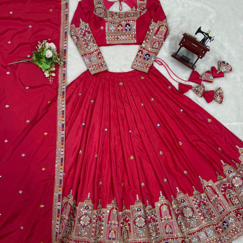 Pink Color Heavy Thread with Sequins Work  Designer Lehenga Choli