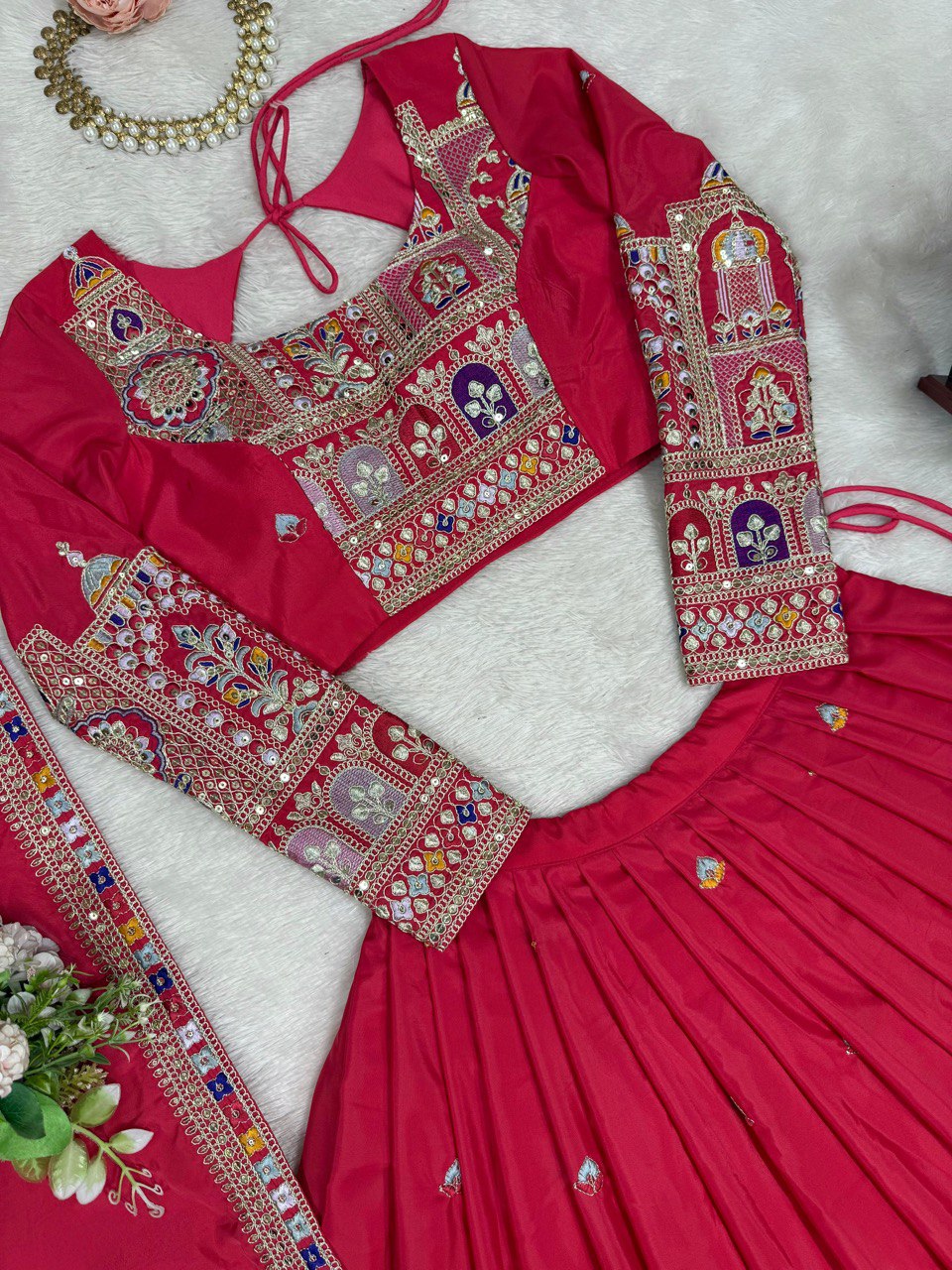 Pink Color Heavy Thread with Sequins Work  Designer Lehenga Choli