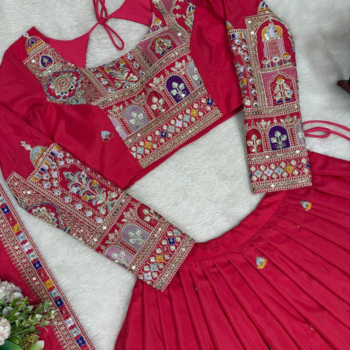 Pink Color Heavy Thread with Sequins Work  Designer Lehenga Choli