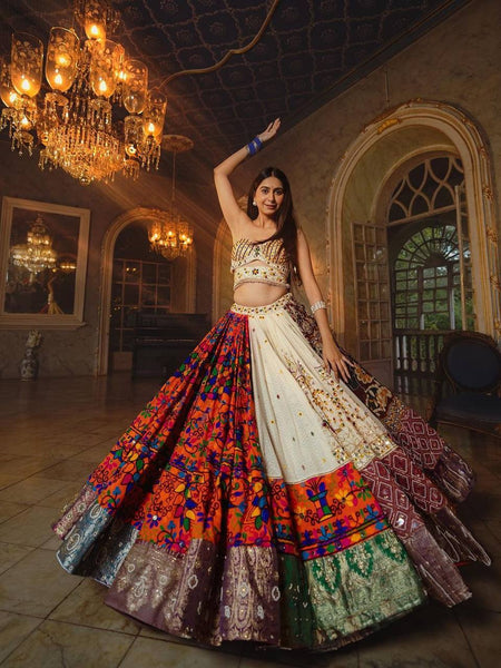Multi Color Digital Print with Mirror Work Designer Lehenga Choli