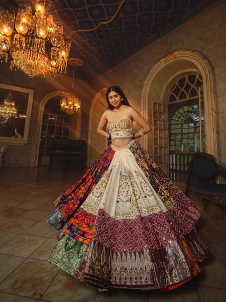Multi Color Digital Print with Mirror Work Designer Lehenga Choli