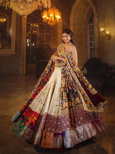 Multi Color Digital Print with Mirror Work Designer Lehenga Choli