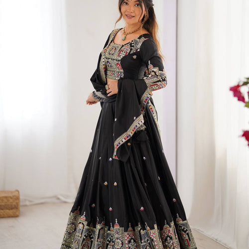Black Color Heavy Thread with Sequins Work  Designer Lehenga Choli