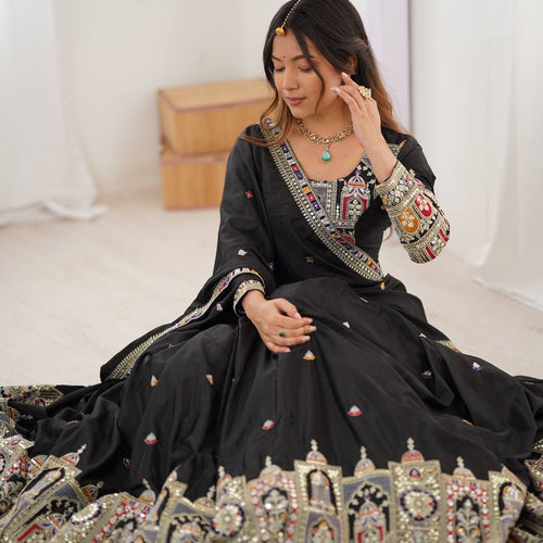 Black Color Heavy Thread with Sequins Work  Designer Lehenga Choli