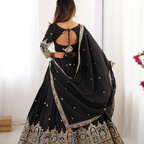 Black Color Heavy Thread with Sequins Work  Designer Lehenga Choli