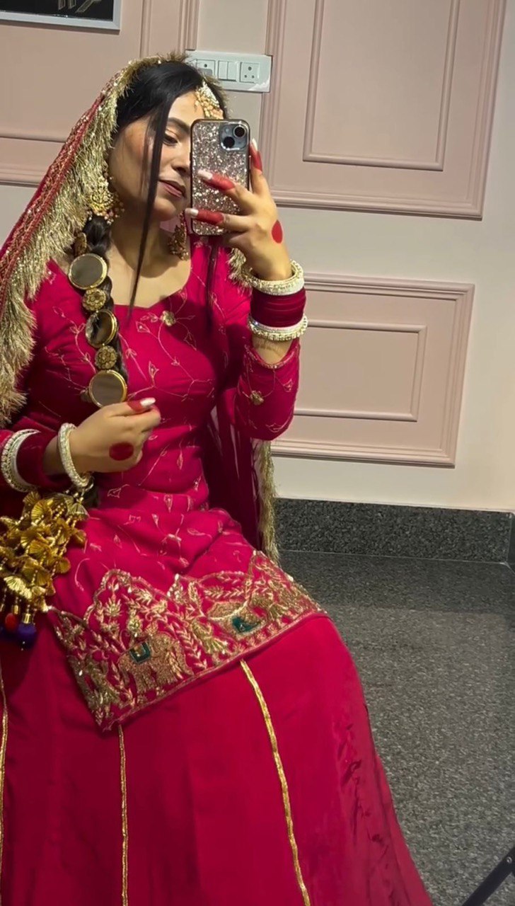 Pink Color Thread with Sequins Work  Designer Lehenga Top