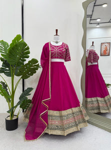 Pink Color Thread with Sequins Work  Designer Lehenga Choli