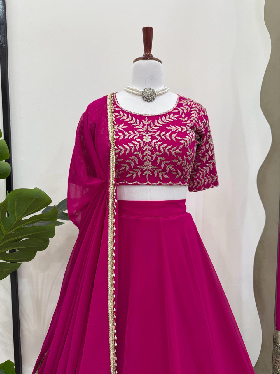 Pink Color Thread with Sequins Work  Designer Lehenga Choli